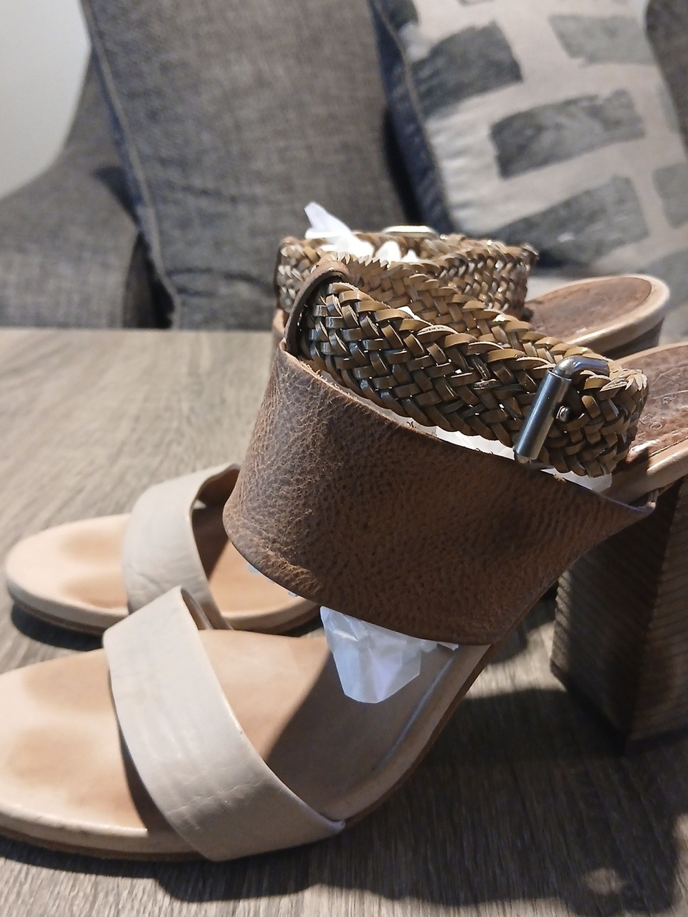 Brunello Cucinelli Braided Leather Block Heel Sandals Size 41 / US 11